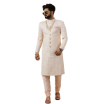 Alluring Peach Thread Embroidered Sherwani | Father Son Combo | Perfect Groom Wear